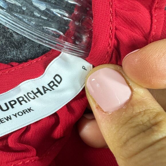 Amanda Uprichard Blouse Women's P Red Balloon Sleeve Smocked Career Party - Picture 4 of 10